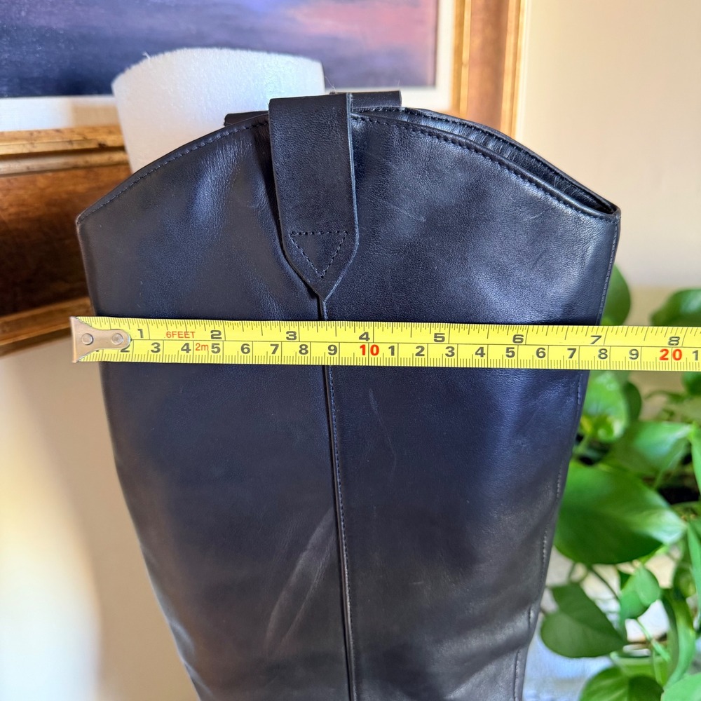 Vince Camuto Afelia Knee High Boots Women 8.5 Black Leather Western Square Toe - Picture 7 of 16
